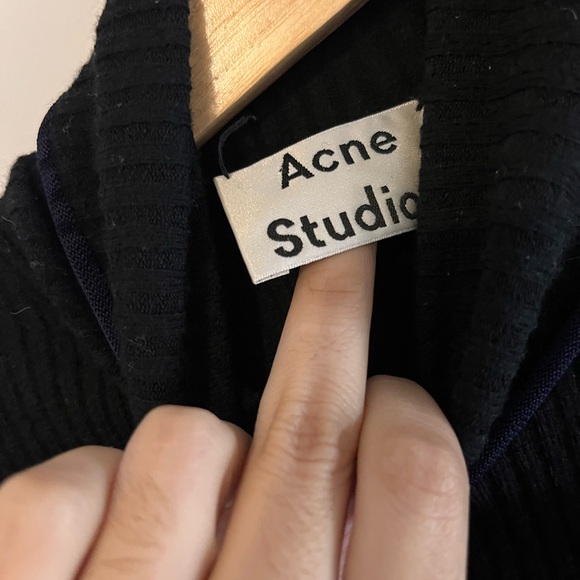 ACNE STUDIO Fitted Turtleneck Brick Ribbed Wool Sweater - Large - Picture 7 of 9